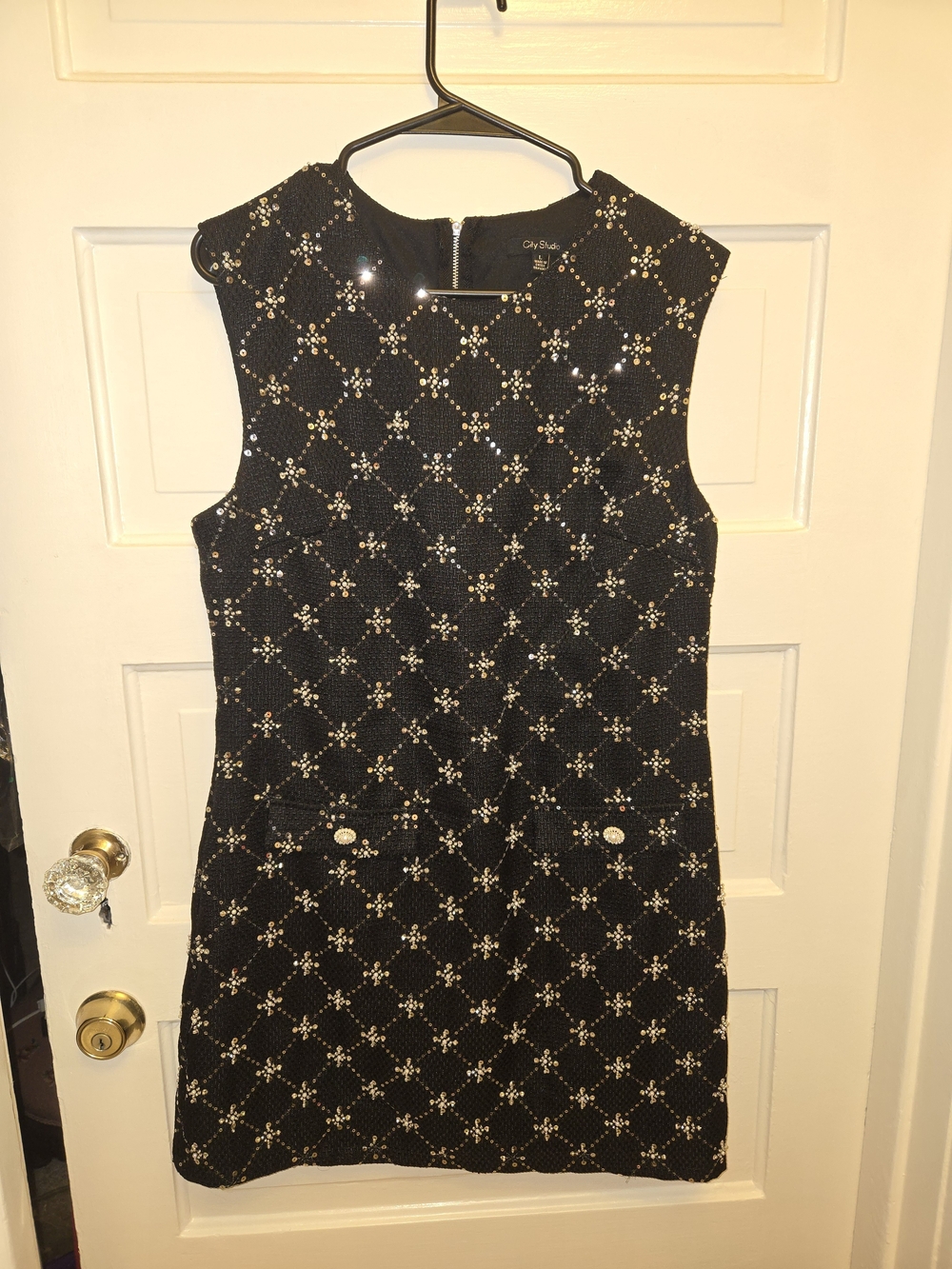 City Chic Black Sequin-Embellished Sleeveless Dress